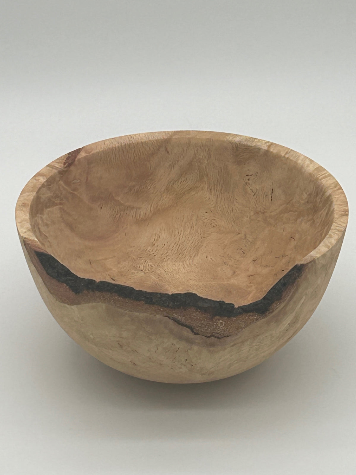 Upcycled 8-in. Laurel Oak Burl Bowl with Bark Pockets (St. Petersburg, FL) — Hand-Turned from Hurricane Milton Wood
