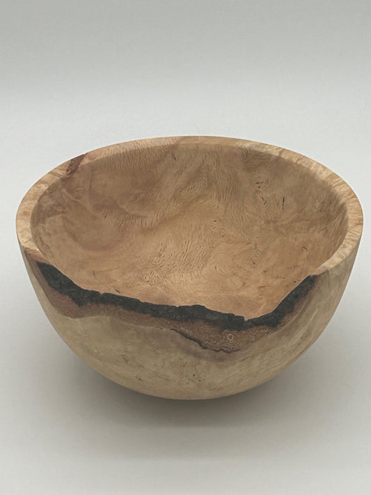 Upcycled 8-in. Laurel Oak Burl Bowl with Bark Pockets (St. Petersburg, FL) — Hand-Turned from Hurricane Milton Wood