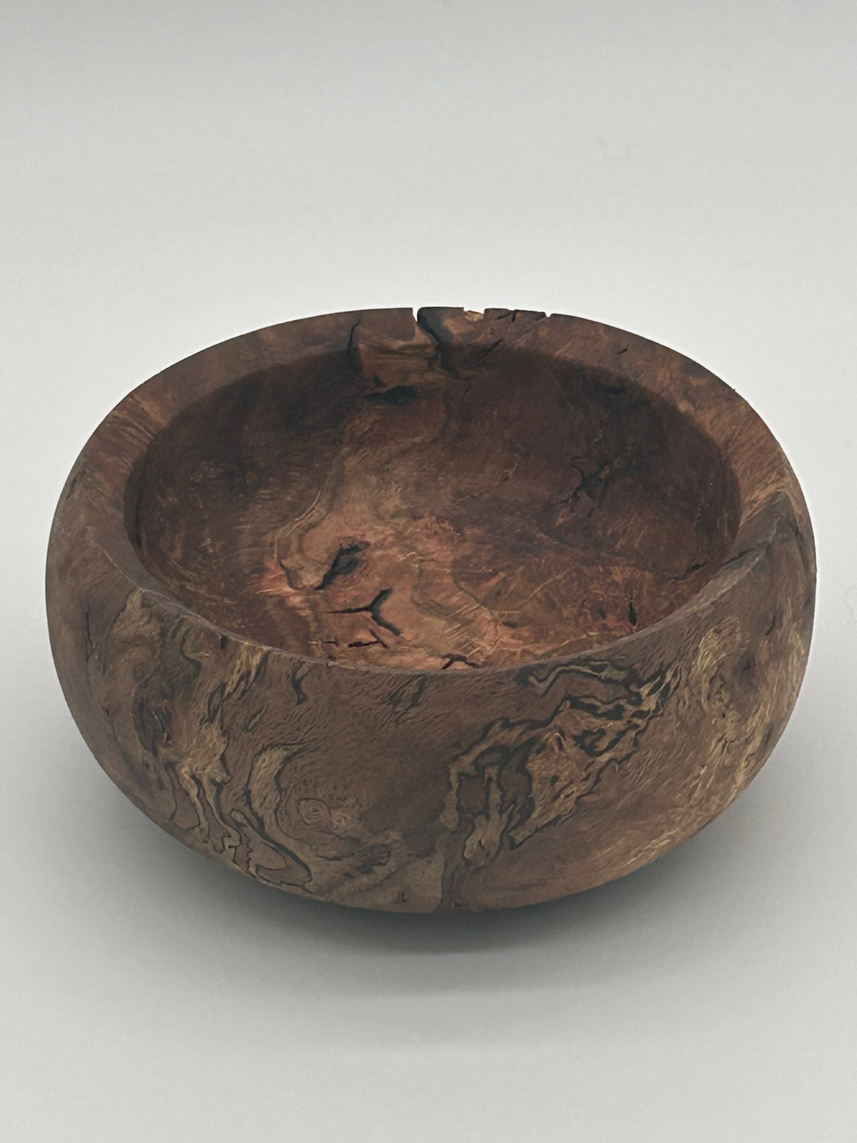 Upcycled 6-in. Spalted Laurel Oak Burl Bowl with Bark Pockets (St. Petersburg, FL)
