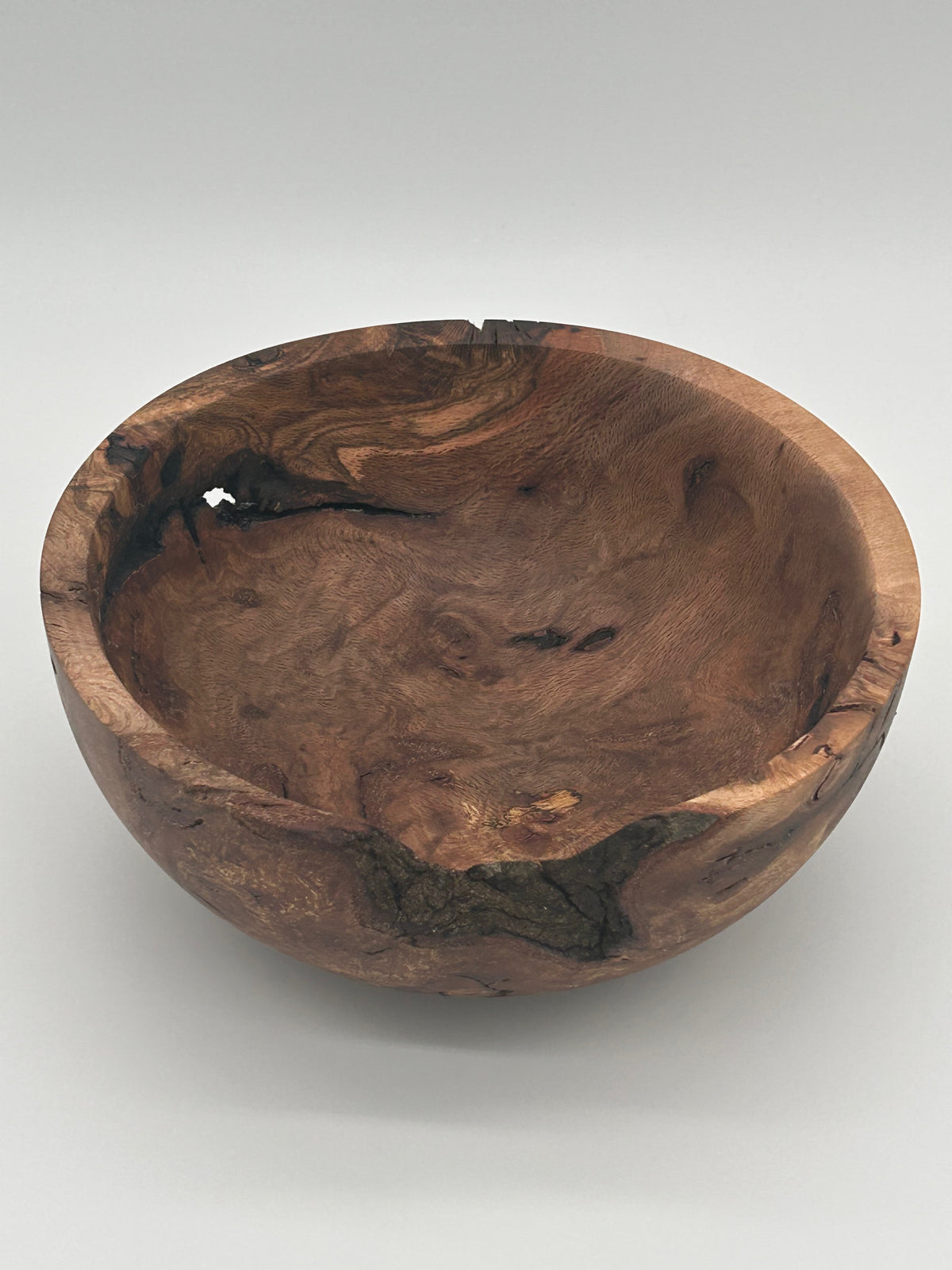Upcycled 10-in. Oak Burl Bowl with Natural Bark Pockets (St. Petersburg, FL)