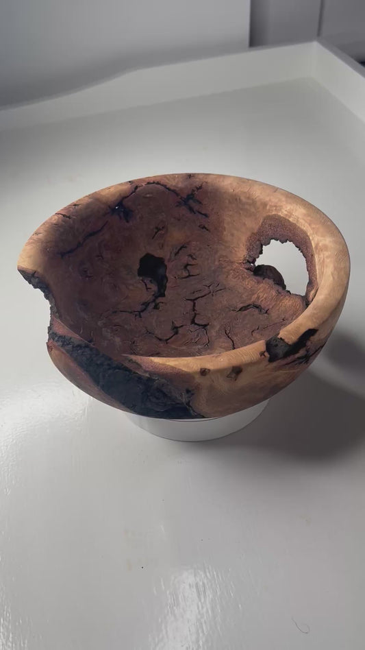 Upcycled 10-in. Oak Burl Bowl w/ Natural Bark